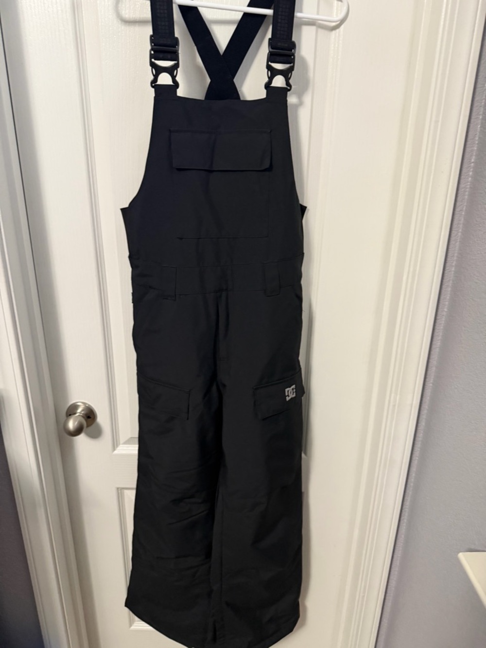 DC Black Snow Bib Overalls with White Logo